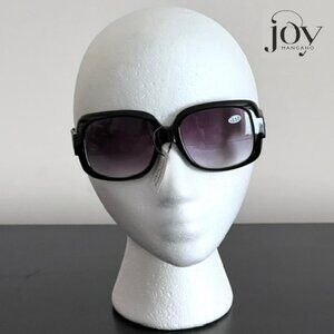 Joy Mangano +3.50 Bifocal Sunglasses Black Frame Purple Lens 100% UV Protection